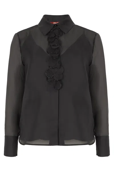 Max Mara Studio Silk Chiffon Shirt In Black