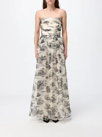 Max Mara Studio Silk Dress With Floral Motif In Multi