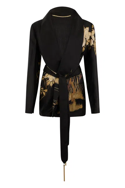Max Mara Studio Silk Printed Blouse In Black