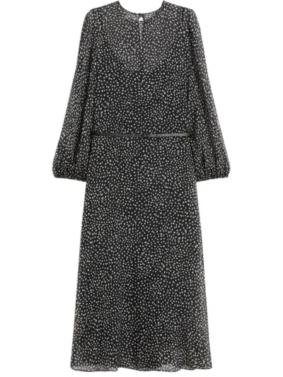 Max Mara Studio Silk Ruffled Mini Dress With Balloon Sleeves Size 40 In Black