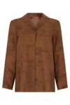 Max Mara Studio Silk Shirt With Print In Brown