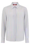 Max Mara Studio Silk Striped Shirt In Blue