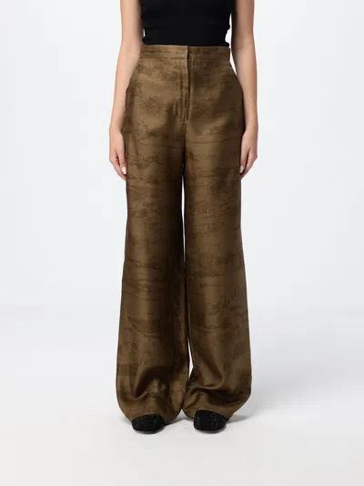 Max Mara Studio Silk Trousers In Brown