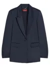 Max Mara Studio Silk-effect Single-breasted Jacket In Blue