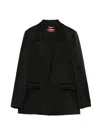 Max Mara Studio Silk-effect Single-breasted Jacket With Side Pockets In Black