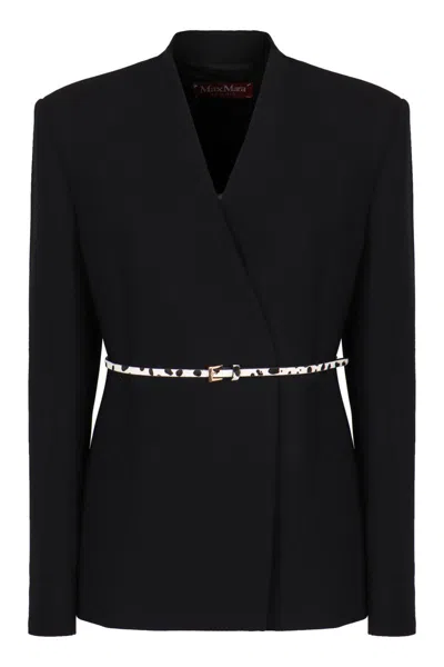 Max Mara Studio Single-breasted Blazer With Belt In Black