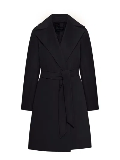 Max Mara Studio Single Breasted Coat In Black