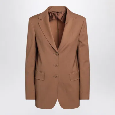 Max Mara Studio Single-breasted Jacket In Hazelnut Colour In Brown