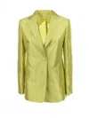 Max Mara Studio Single-breasted Cedar Silk Jacket In Green