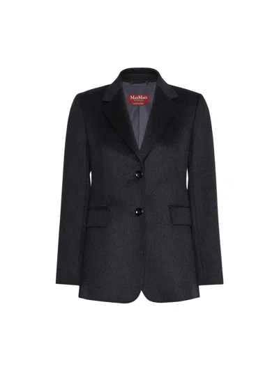 Max Mara Studio Single-breasted Wool Drap Blazer In Black
