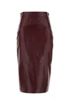 Max Mara Burgundy Leather Taiga Skirt In Red