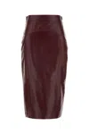 Max Mara Burgundy Leather Taiga Skirt