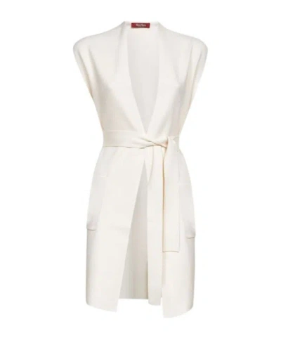 Max Mara Studio Sleeveless Belt Gilet In White