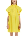 Max Mara Poplin Mini Dress With Flounce In Yellow