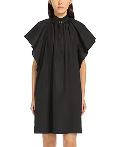 Max Mara Sospiro Ruched Cutout Cotton Poplin Mini Dress In Black