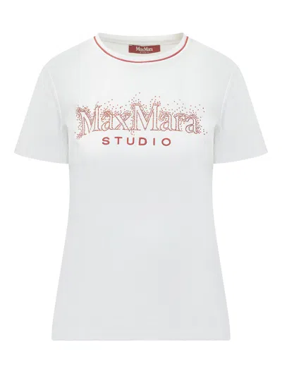 Max Mara Studio Stampaint Logo Front T-shirt In White