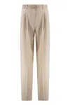 Max Mara Studio Stretch Wool Pants In Neutral