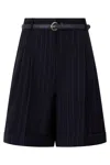 Max Mara Studio Striped Wool Bermuda In Blue