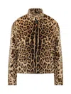 Max Mara Studio Studded Cotton Leopard Jacket In Leopardo