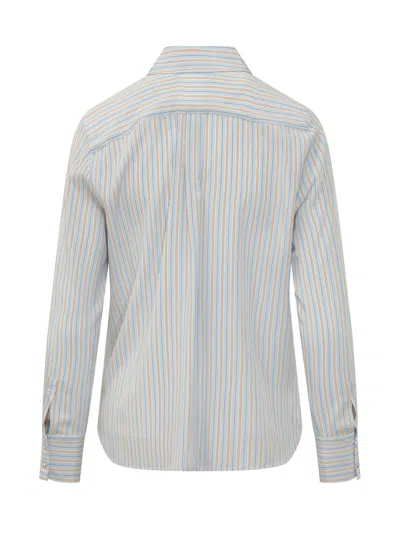 Max Mara Studio Stylish Striped Mini Shirt With Classic Collar In Azzurro