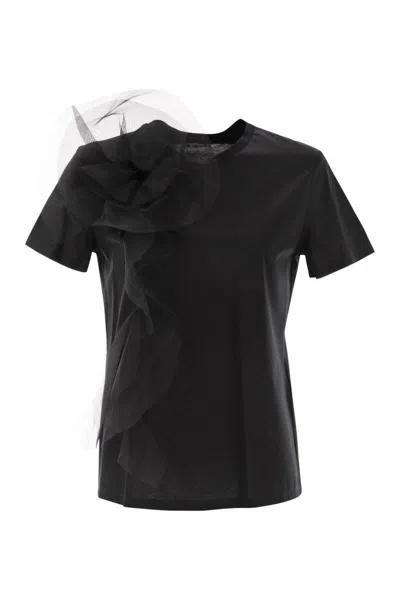 MAX MARA MAX MARA STUDIO SUGHERO - JERSEY T-SHIRT WITH EMBROIDERY