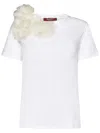 Max Mara Studio Sughero Floral Embellished Crewneck T In White