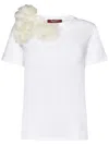 Max Mara Studio Sughero Floral Embellished Crewneck T In White