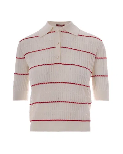 Max Mara Ribbed Knit Polo Shirt In Multi
