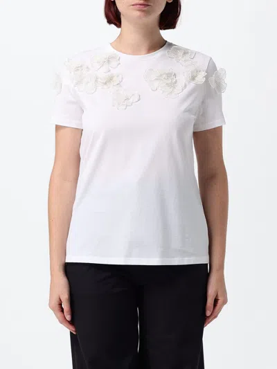 Max Mara Studio T-shirt With Floral Applications In White