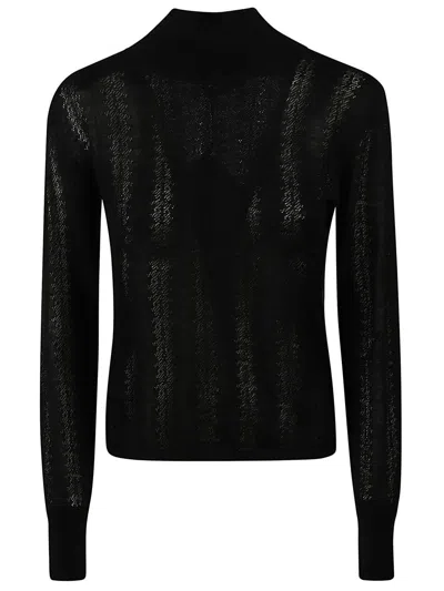 Max Mara High-neck Open-knit Sweater In Black