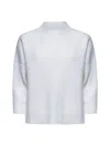 Max Mara Studio Eles Mock Neck Ribbed-knit Jumper In Bianco Lana