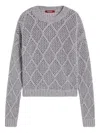 Max Mara Sequin-embellished Diamond-pattern Sweater In Gray
