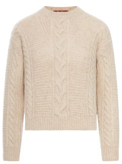 Max Mara Studio Boxy Sweater In Blended Alpaca In Neutral