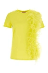 Max Mara Feather-detail Jersey T-shirt In Yellow
