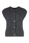 Max Mara Studio Taffy Sweater Vest With Buttons In Gray