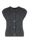 Max Mara Studio Taffy Sweater Vest With Buttons In Gray
