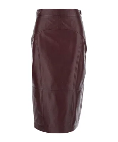 Max Mara Studio Taiga Back Slit Skirt In Burgundy