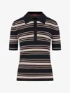 Max Mara Blue Ribbed Knit Msttallero Striped Fitted Polo Shirt In Multi