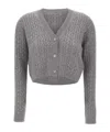 Max Mara Tamigi Cable-knit Cardigan In Gray