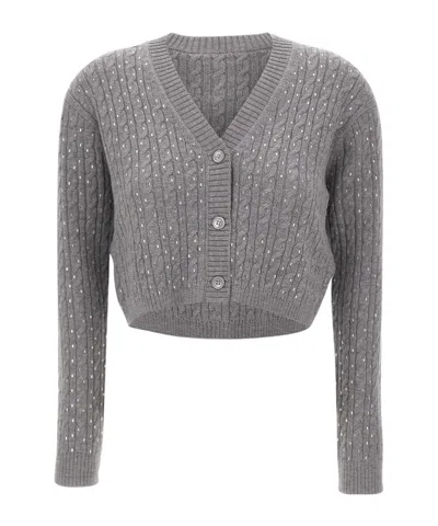Max Mara Tamigi Cable-knit Cardigan In Gray
