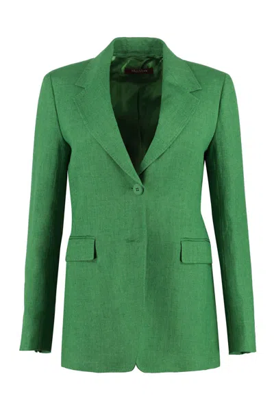 Max Mara Linen Blazer In Green