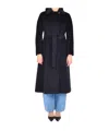 Max Mara Studio Tenzone Tied-waist Long-sleeved Coat In Black