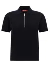 Max Mara Teti Zip Ribbed Polo Top In Blue