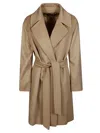 Max Mara Belted Long-sleeved Coat In Brown