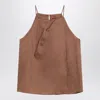 Max Mara Studio Tobacco-coloured Gauze Top In Brown