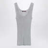 Max Mara Studio Top Lurex Tank Top In Silver In Gray