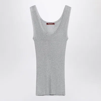 Max Mara Studio Top Lurex Tank Top In Silver In Gray