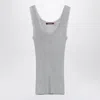 Max Mara Studio Top Lurex Tank Top In Silver In Gray