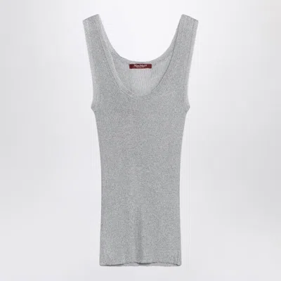 MAX MARA MAX MARA STUDIO TOP LUREX TANK TOP IN SILVER