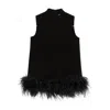 Max Mara Feather-trimmed Top In Black